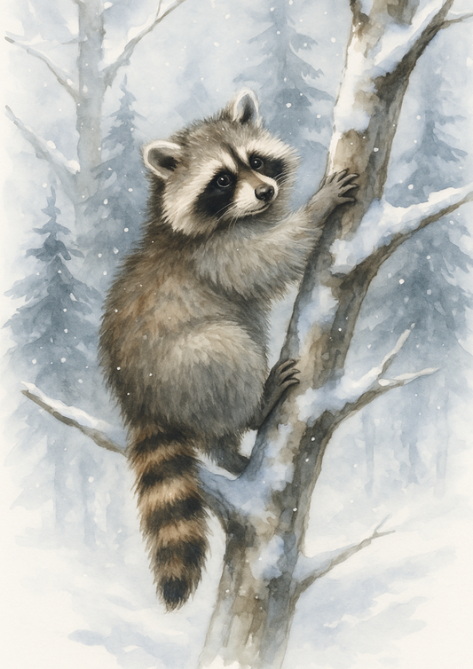 Sticker Sheet – Raccoon On A Branch In Winter Full Cat. No. 4724