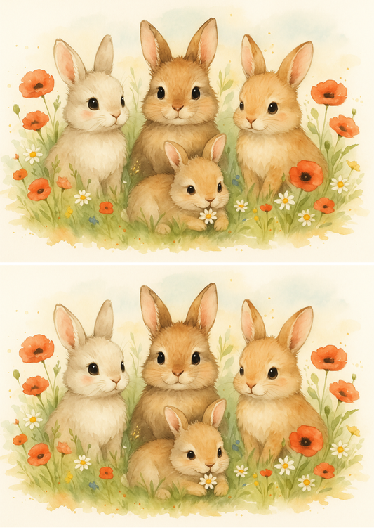 Sticker Sheet – Bunnies And Poppies Collage Cat. No. 4728