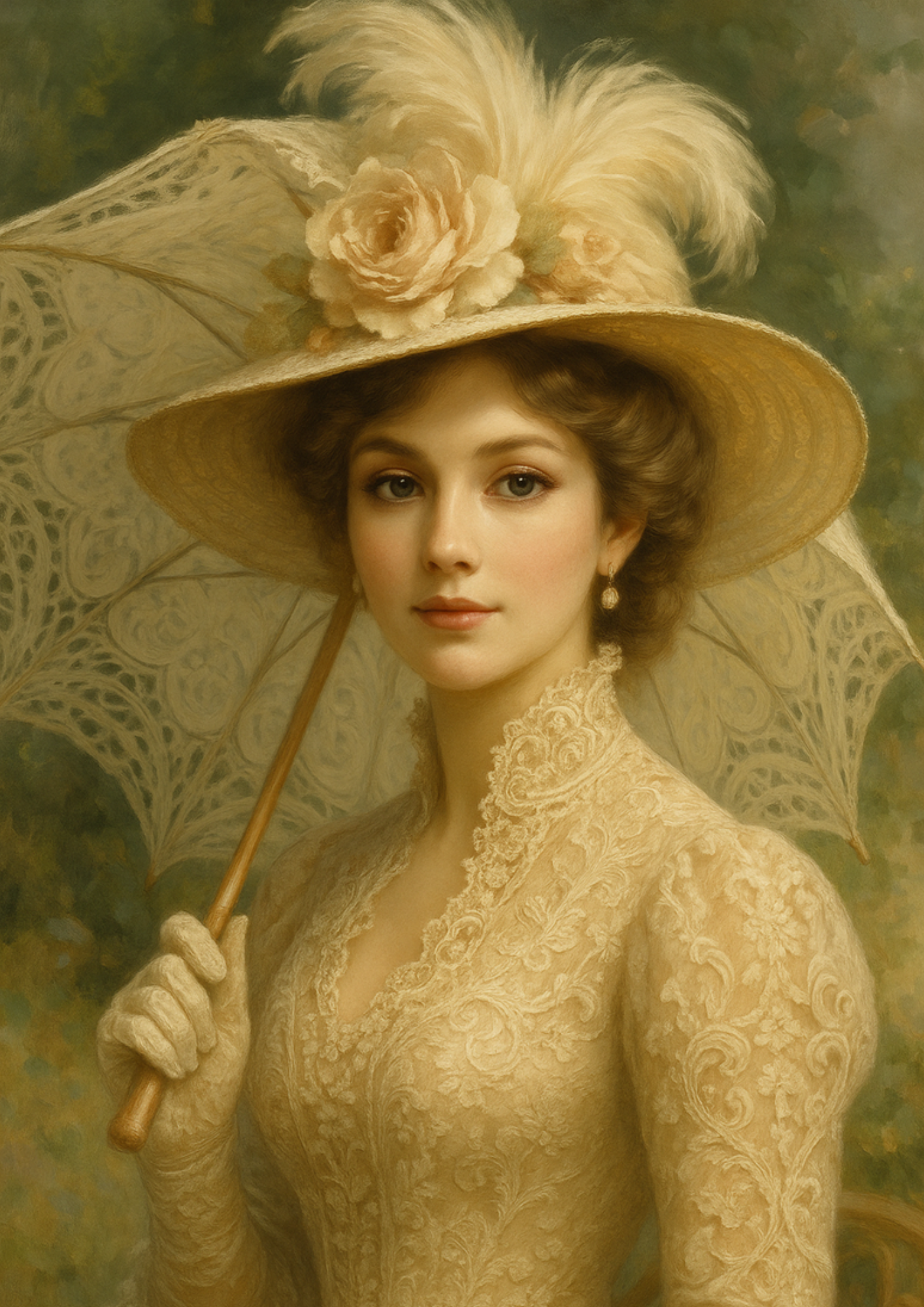 Sticker Sheet / Greeting Card – Victorian Lady With Umbrella Full Cat. No. 4733