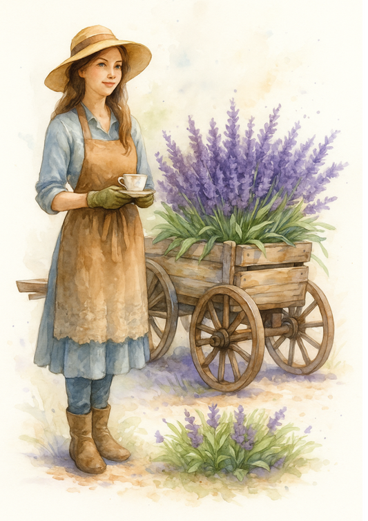 Sticker Sheet – Gardener With A Cart With Lavender Full Cat. No. 4734