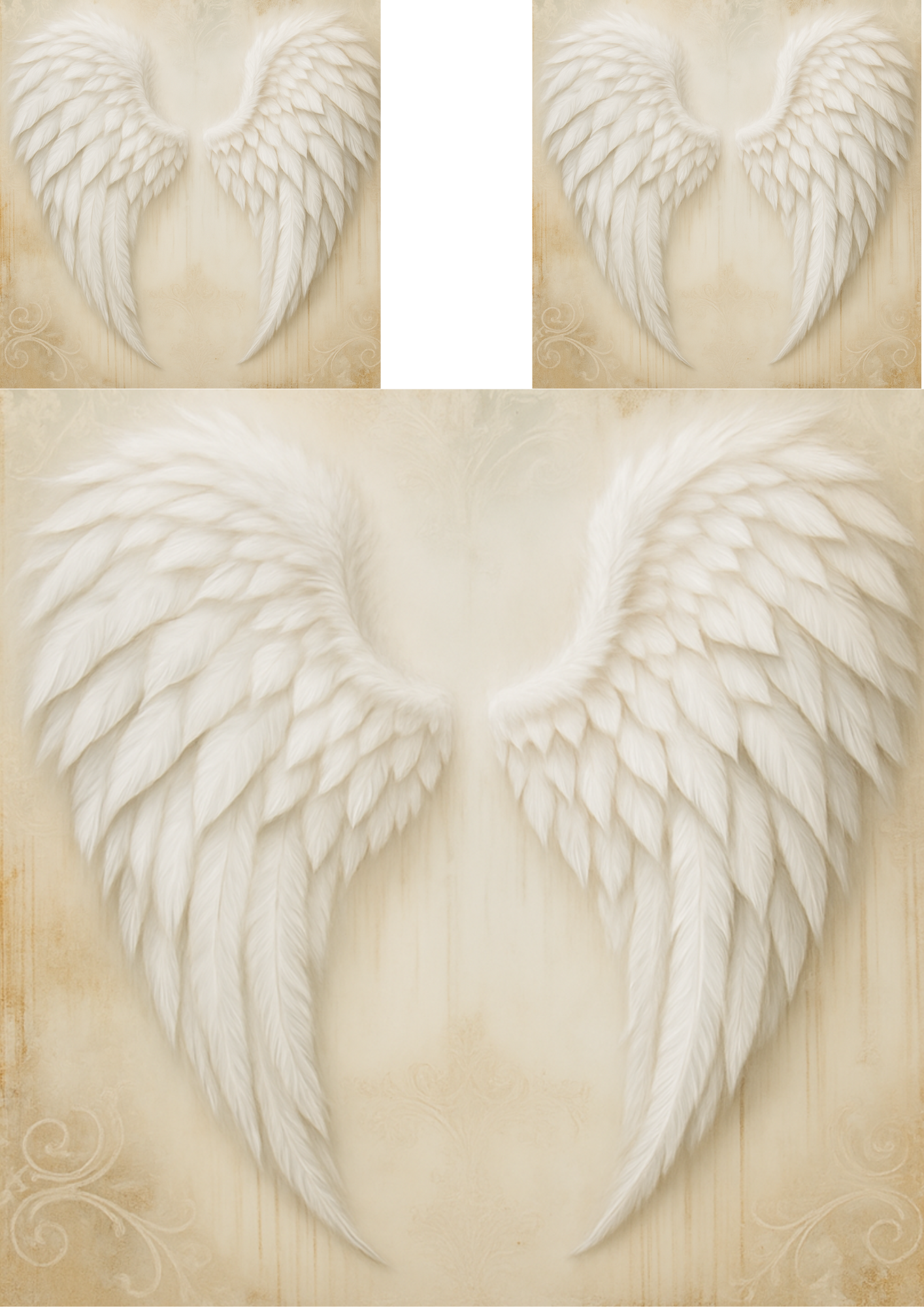 Sticker Sheet / Greeting Card – White Angel Wings Full Cat. No. 4737