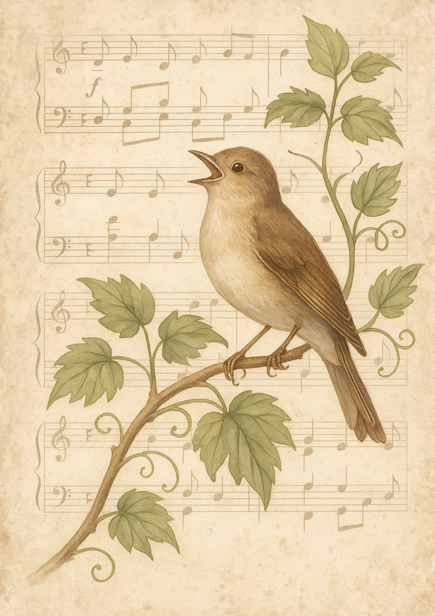 Sticker Sheet / Greeting Card – Singing Nightingale Full Cat. No. 4739