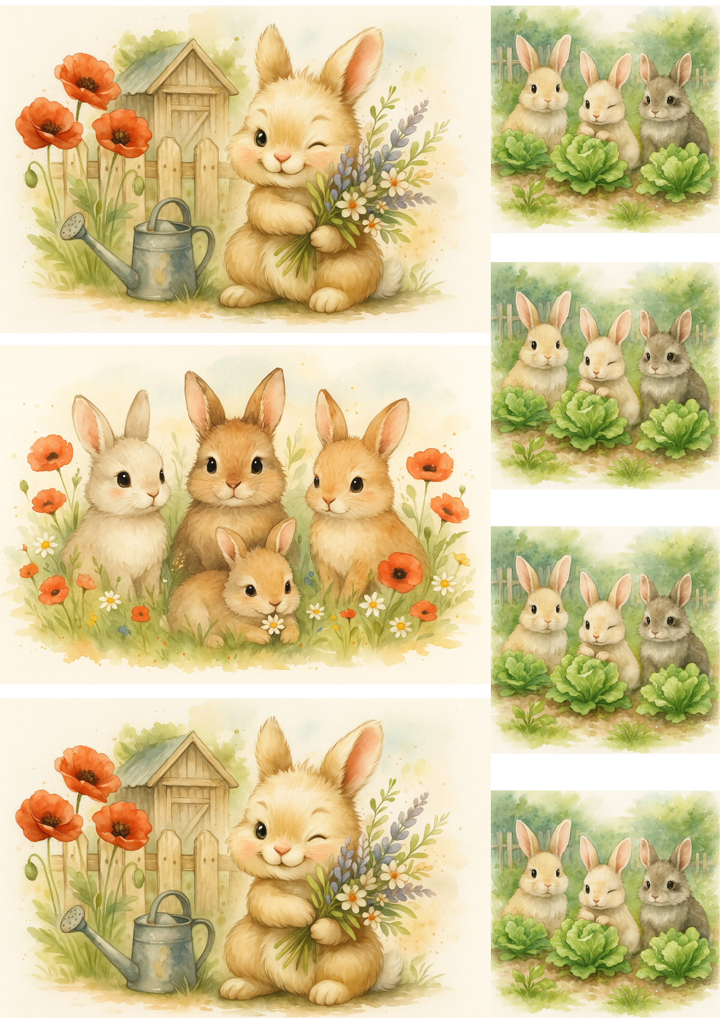 Sticker Sheet / Greeting Card – Bunnies Collage Cat. No. 4740