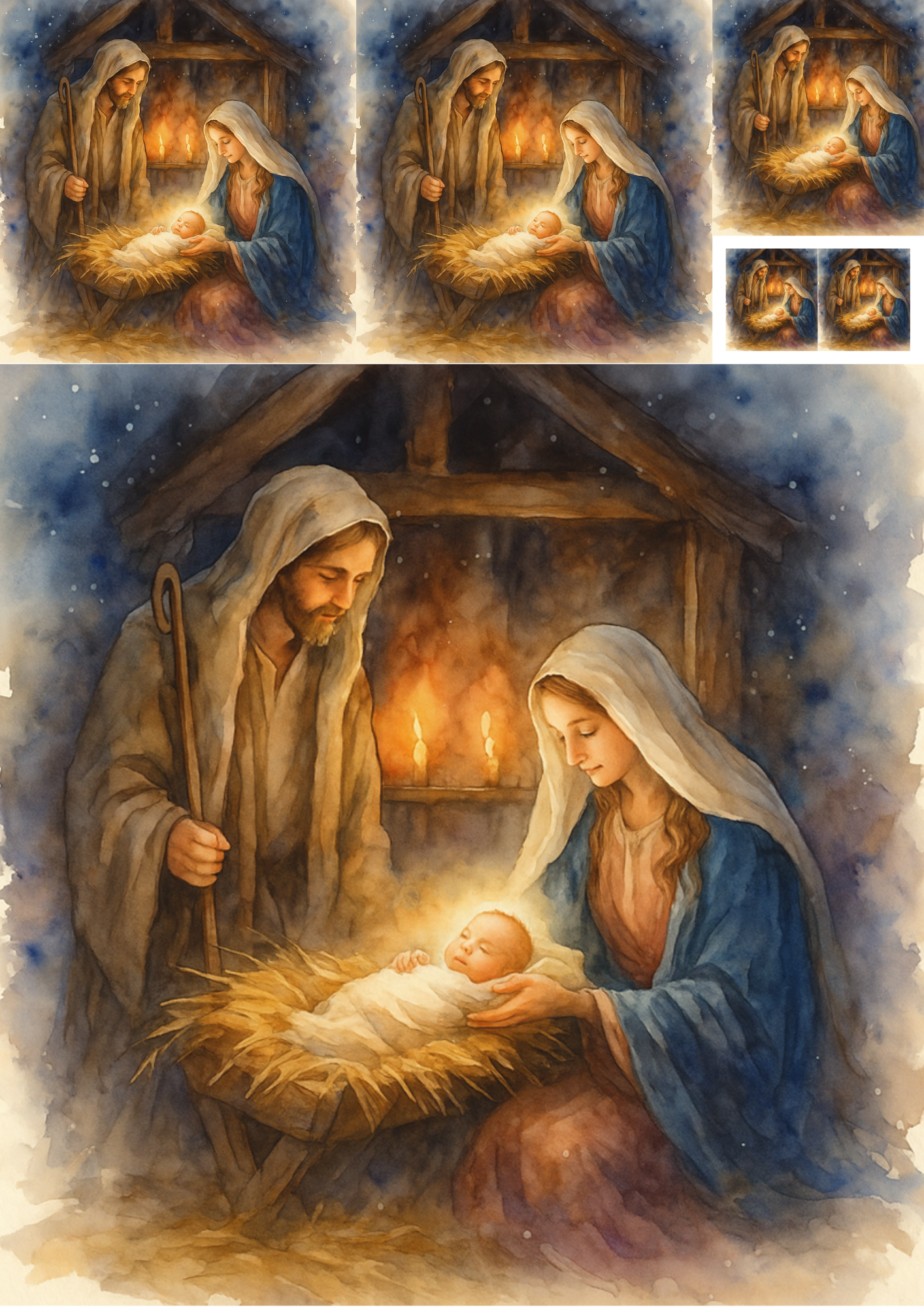 Sticker Sheet – Jesus And The Holy Family In The Bethlehem Manger Collage Cat. No. 4742