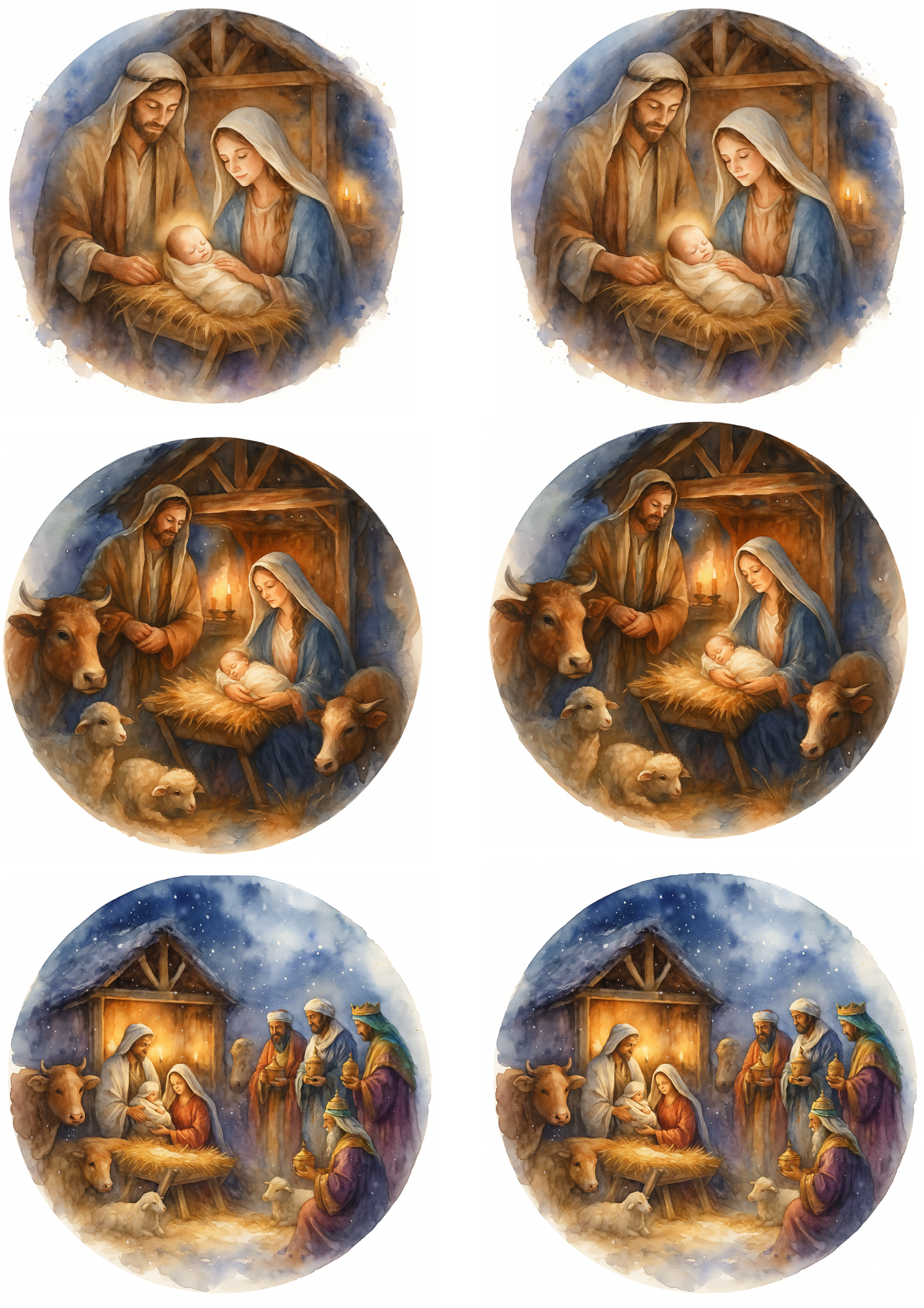Sticker Sheet – Jesus And The Holy Family In The Bethlehem Manger Collage Cat. No. 4745