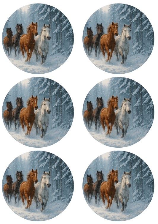 Sticker Sheet – Running Horses In Circles Collage Cat. No. 4761