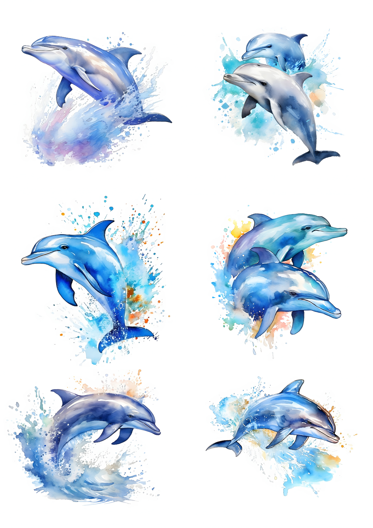 Sticker Sheet / Greeting Card – Dolphins Collage Cat. No. 4766
