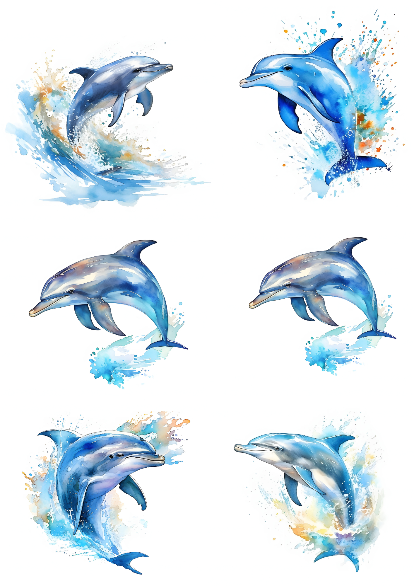 Sticker Sheet / Greeting Card – Dolphins Collage Cat. No. 4767