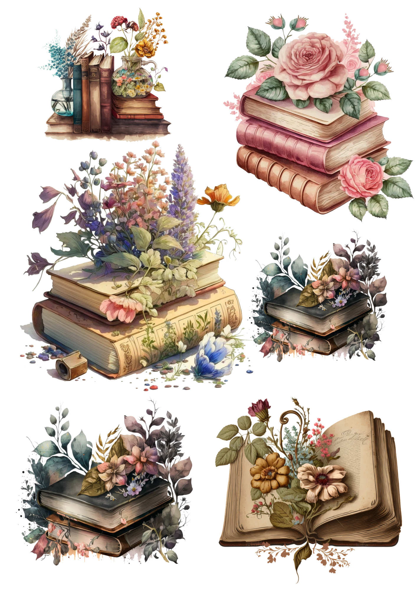 Sticker Sheet / Greeting Card – Magic Books Collage Cat. No. 4777