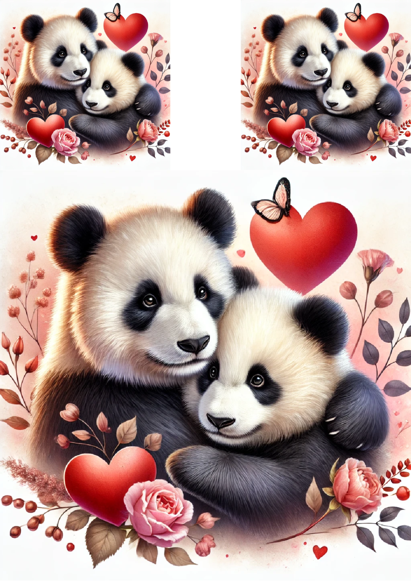 Sticker Sheet / Greeting Card – Panda in Love Collage Cat. No. 4782