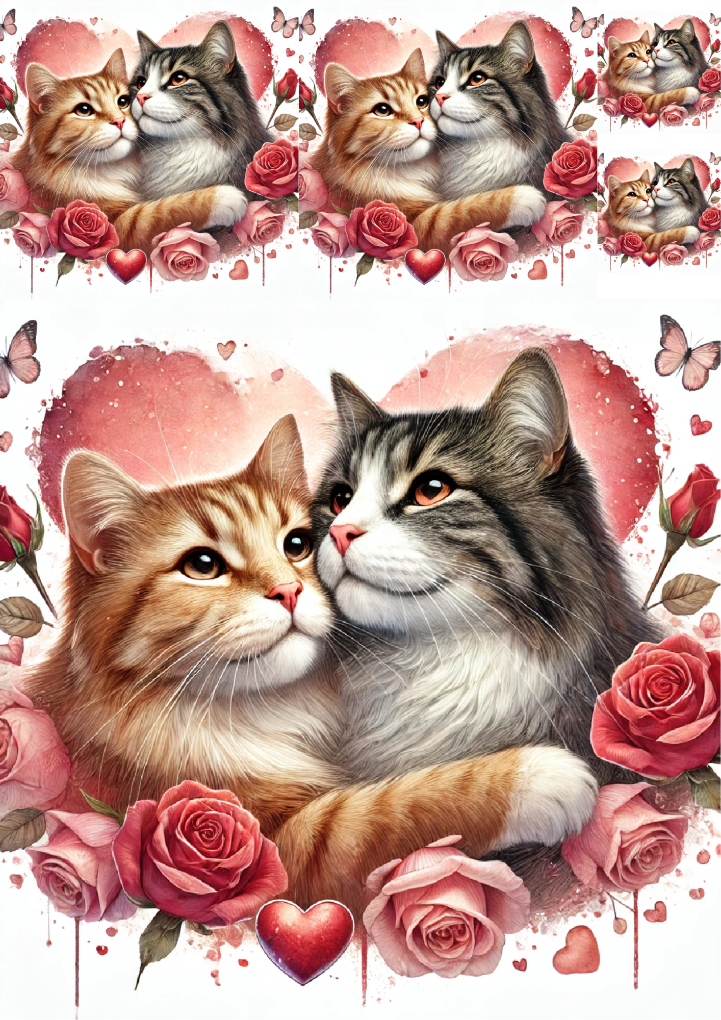 Sticker Sheet / Greeting Card – Cats in Love Collage Cat. No. 4785