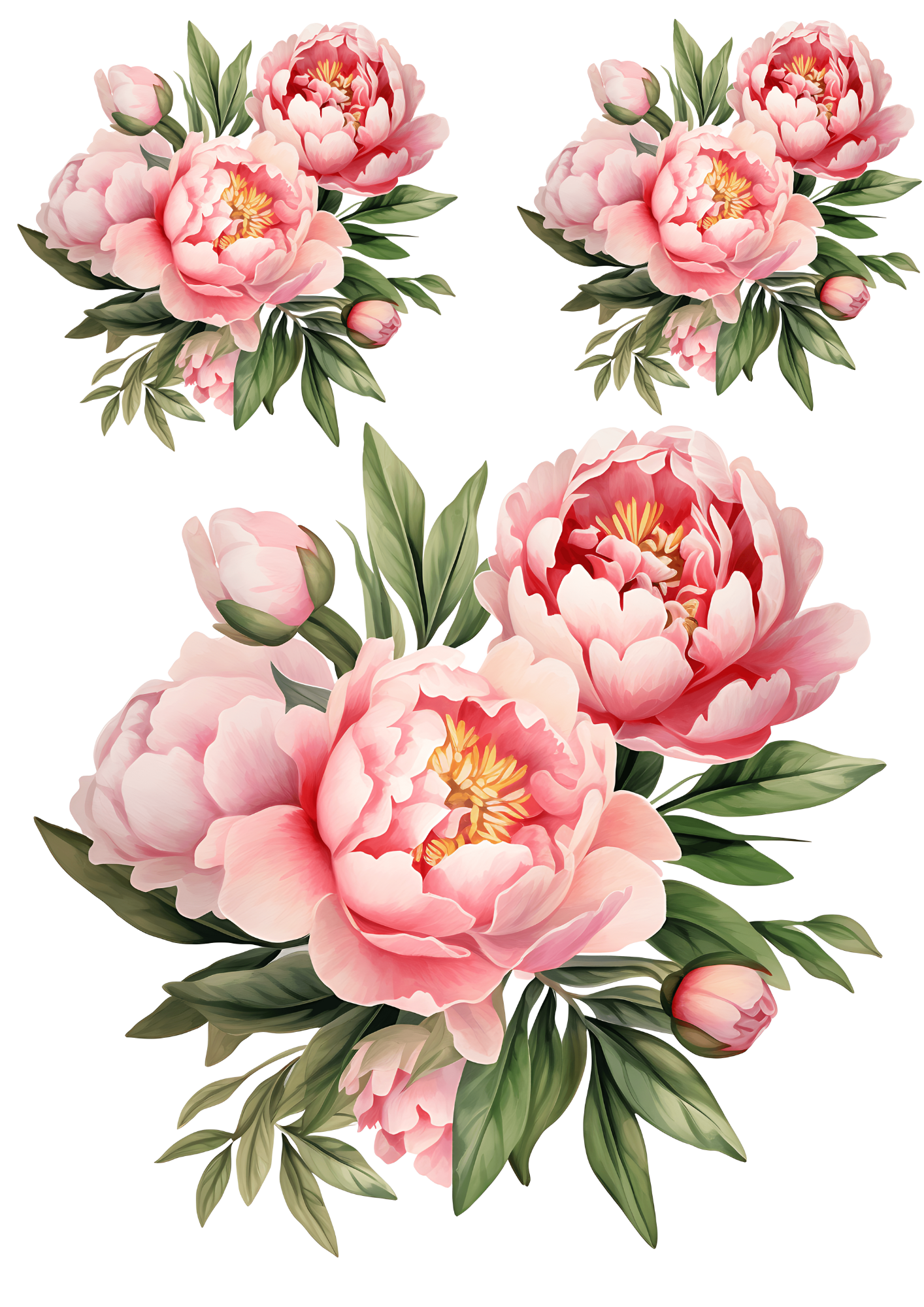 Sticker Sheet / Greeting Card – Pink Garden Summer Flowers Collage Cat. No. 4794