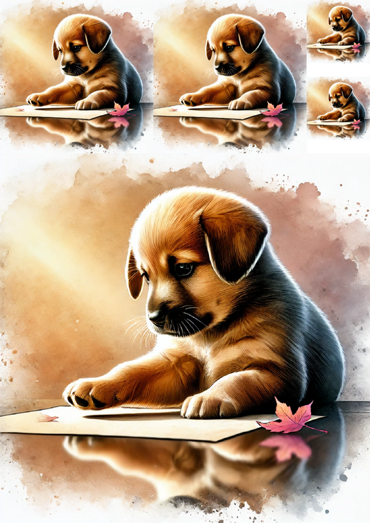 Sticker Sheet – Puppy Writing A Letter Collage Cat. No. 4802