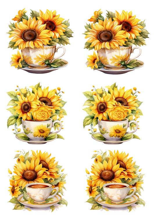 Sticker Sheet – Sunflowers In A Cup Collage Cat. No. 4803