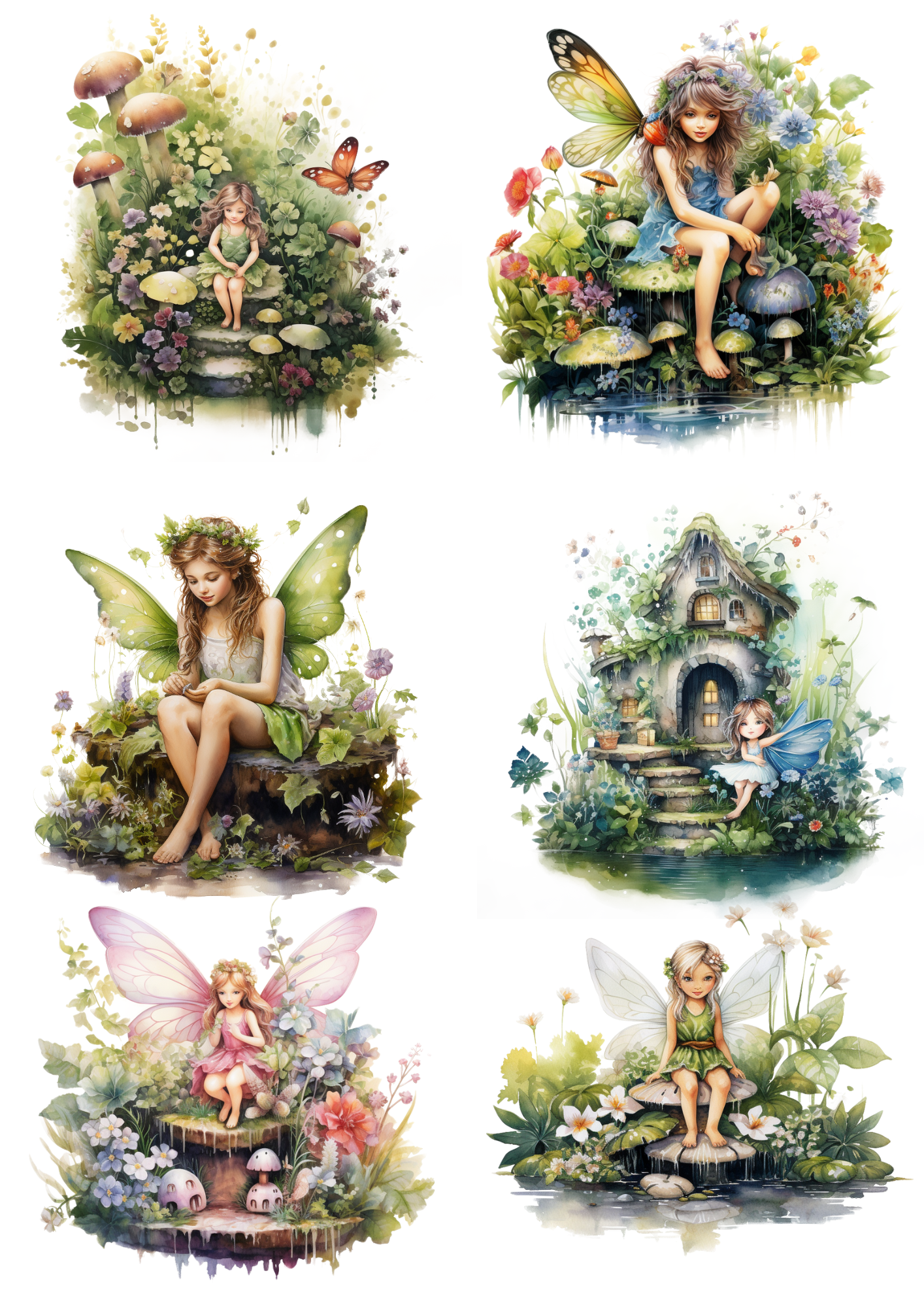 Sticker Sheet / Greeting Card – Fairy Forest Collage Cat. No. 4807