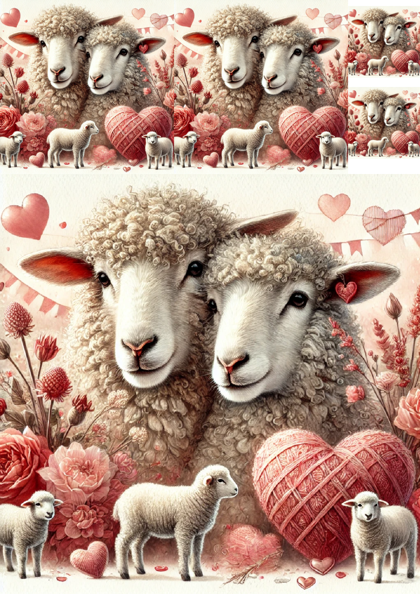 Sticker Sheet / Greeting Card – Sheep in Love Collage Cat. No. 4811