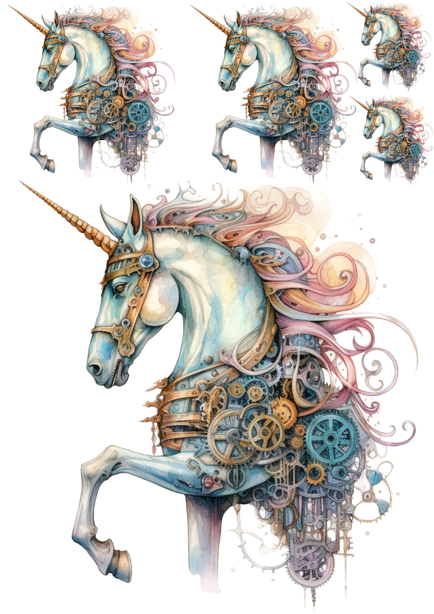 Sticker Sheet / Greeting Card – Unicorn Collage Cat. No. 4814