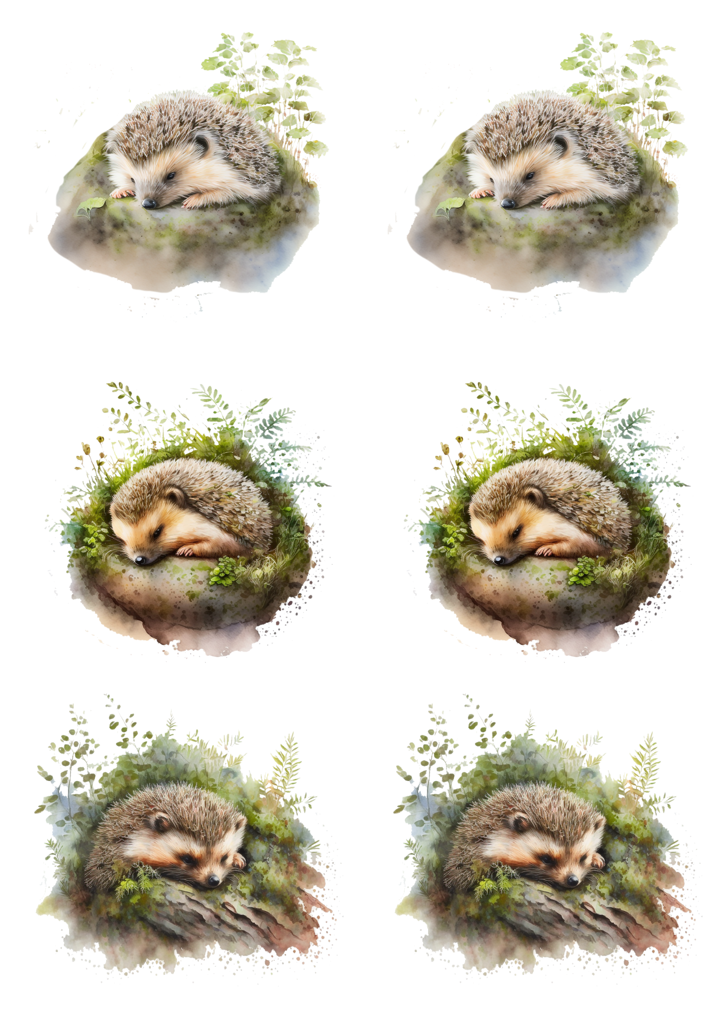 Sticker Sheet / Greeting Card – Sleeping Hedgehog Collage Cat. No. 4817