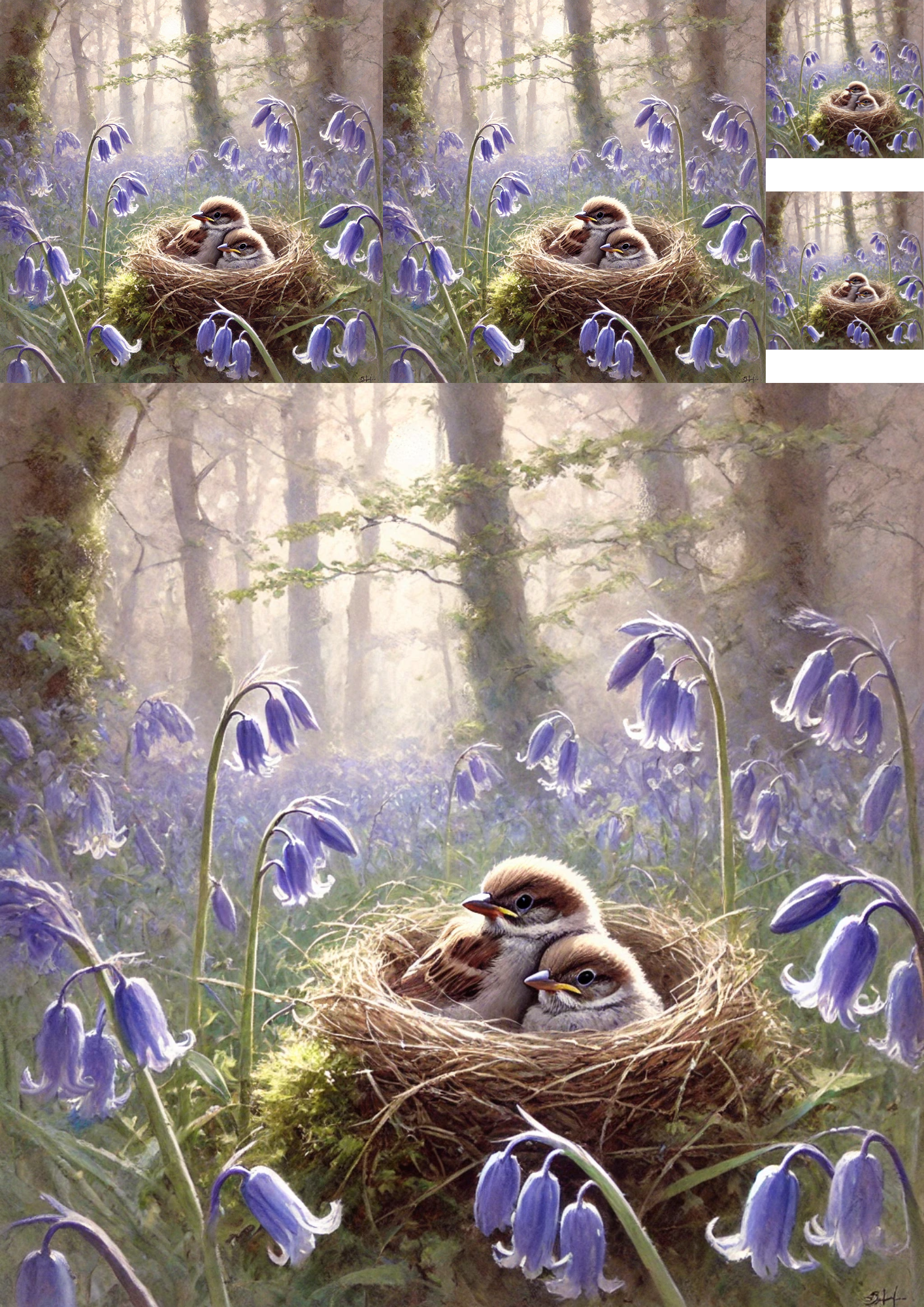 Sticker Sheet / Greeting Card – Chicks In The Nest Collage Cat. No. 4818