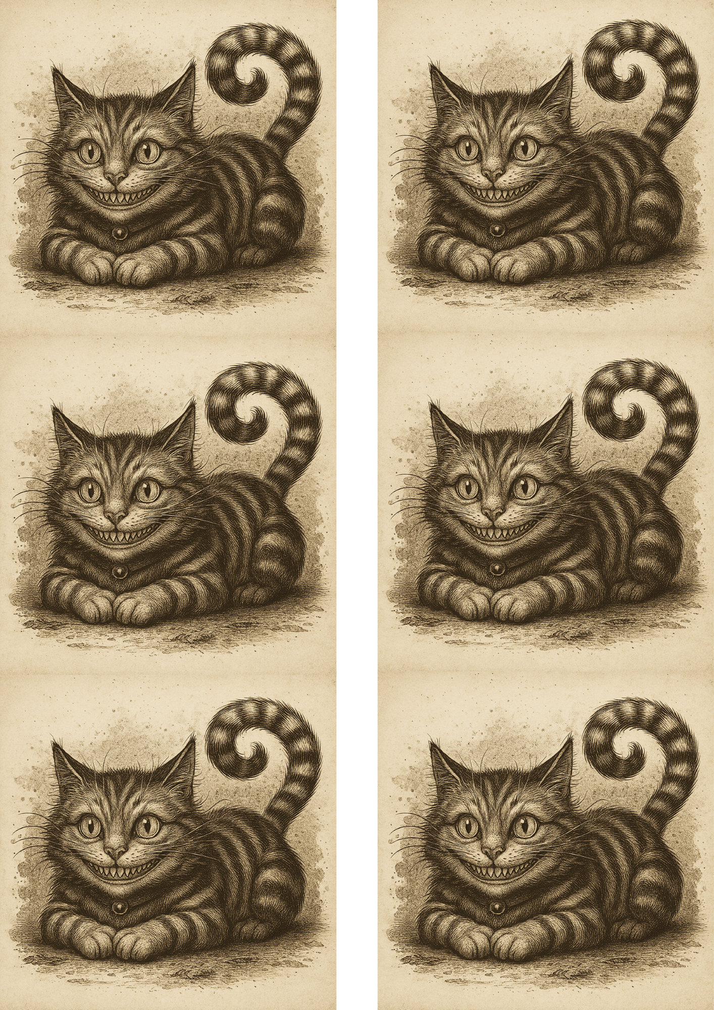 Sticker Sheet / Greeting Card – Cheshire Cat Vintage Collage Cat. No. 4821