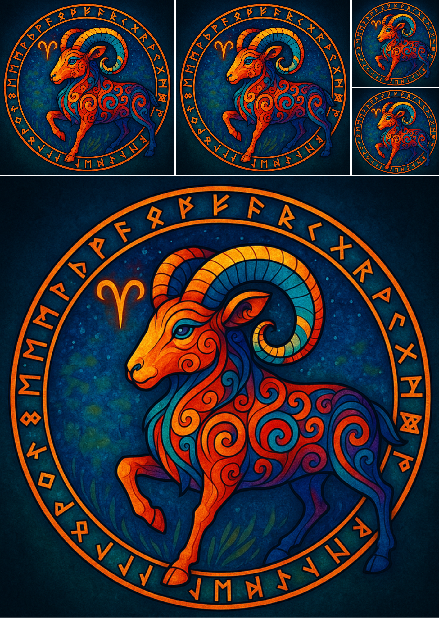 Sticker Sheet / Greeting Card – Aries Zodiac Collage Cat. No. 4826