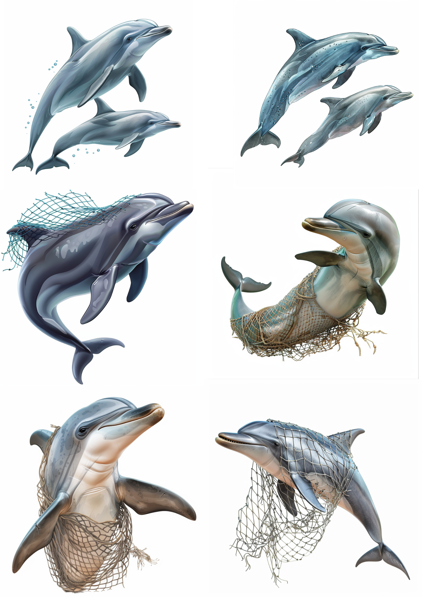 Sticker Sheet / Greeting Card – Dolphins Collage Cat. No. 4842