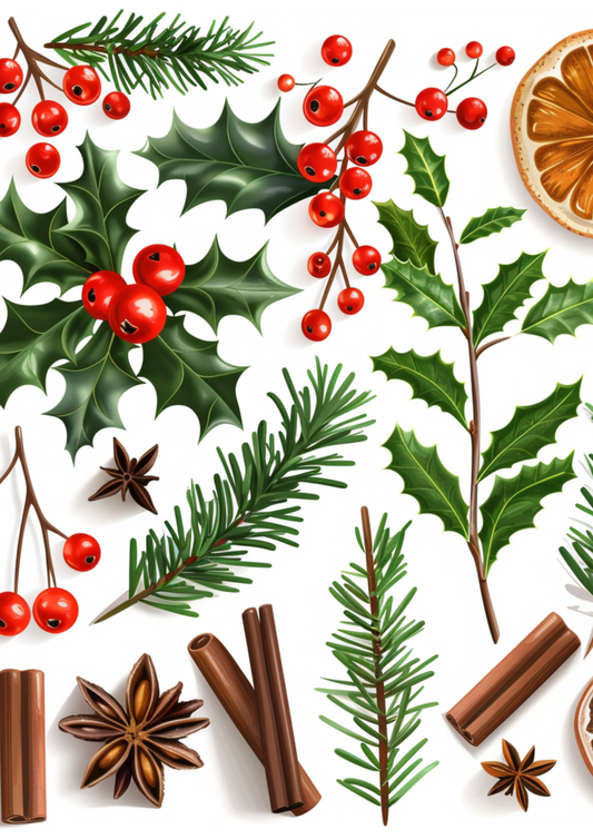 Sticker Sheet – Seasonal Christmas Greenery Collage Cat. No. 4844