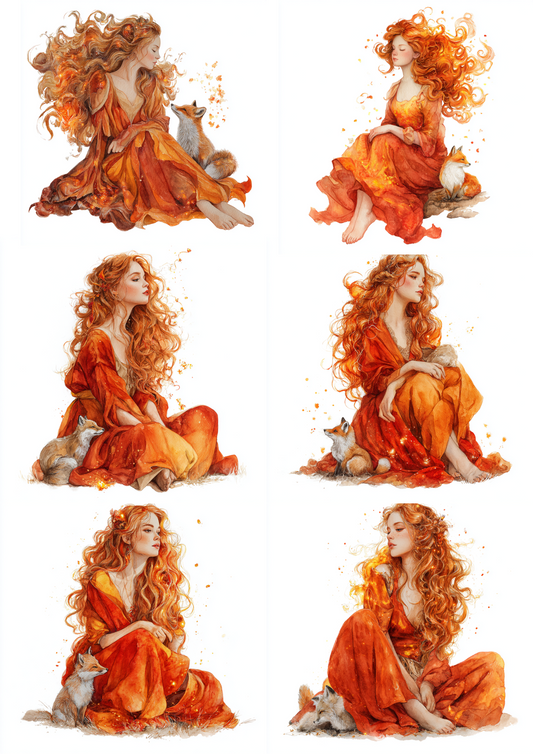 Sticker Sheet – Fire Fairy With Fox Collage Cat. No. 4846