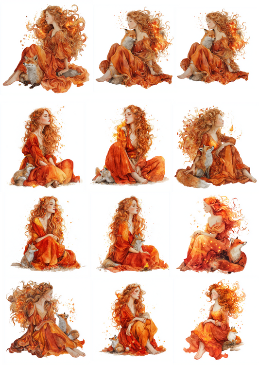 Sticker Sheet – Fire Fairy With Fox Collage Cat. No. 4847