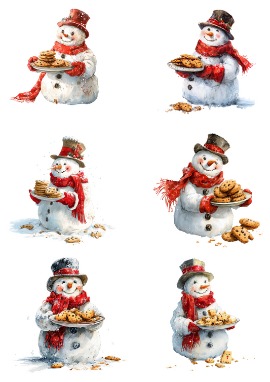 Sticker Sheet – Smiling Snowman With Cookies Collage Cat. No. 4849