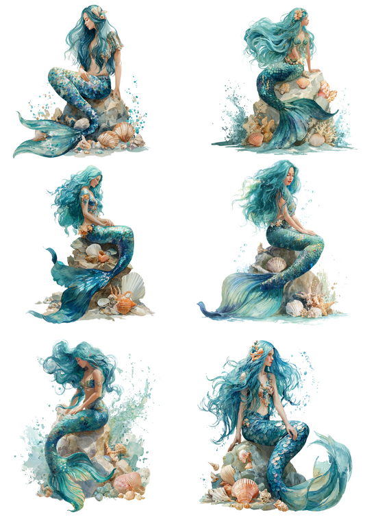 Sticker Sheet – Mermaid On A Rock Collage Cat. No. 4853