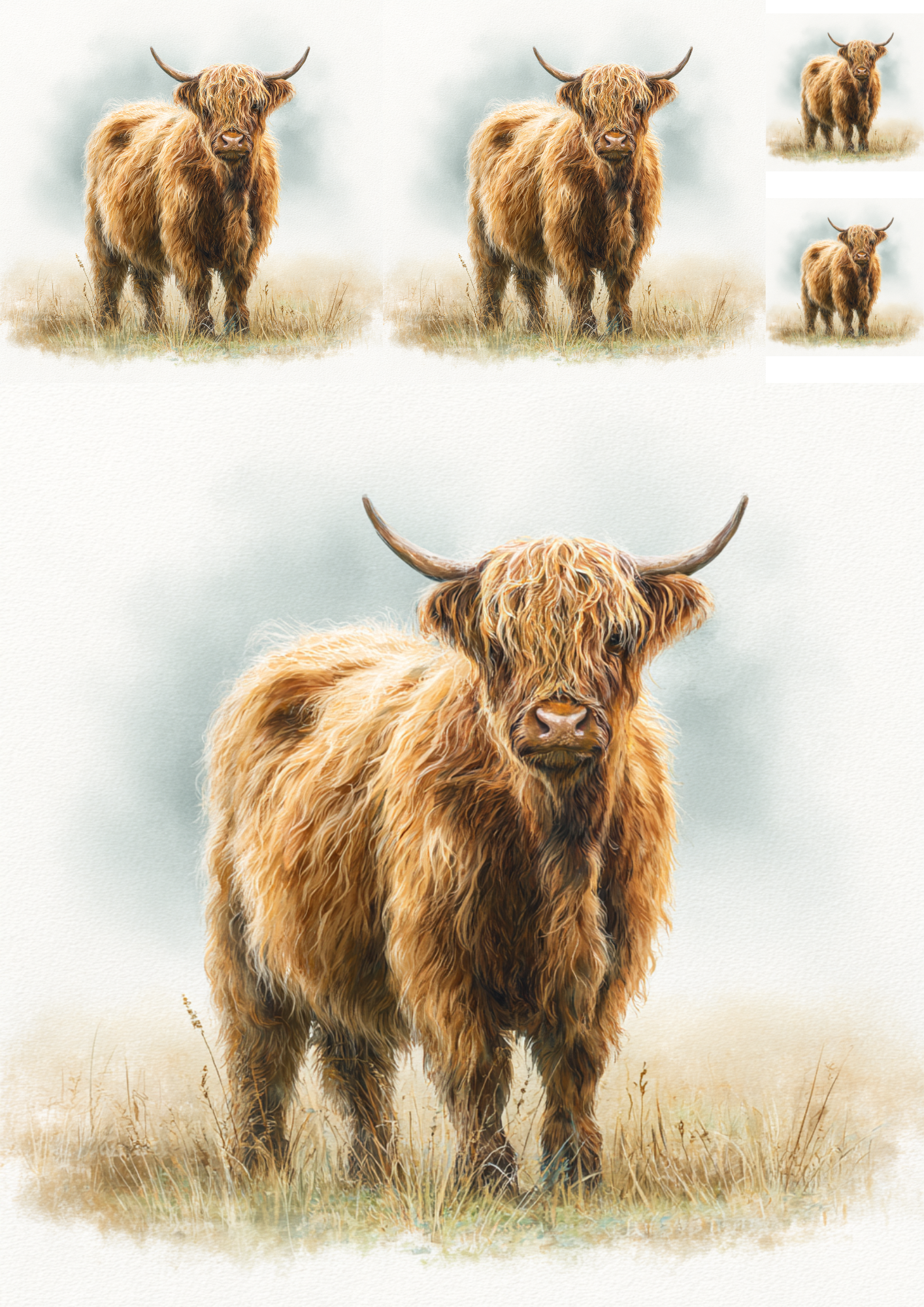 Sticker Sheet / Greeting Card – Highland Cow Collage Cat. No. 4858
