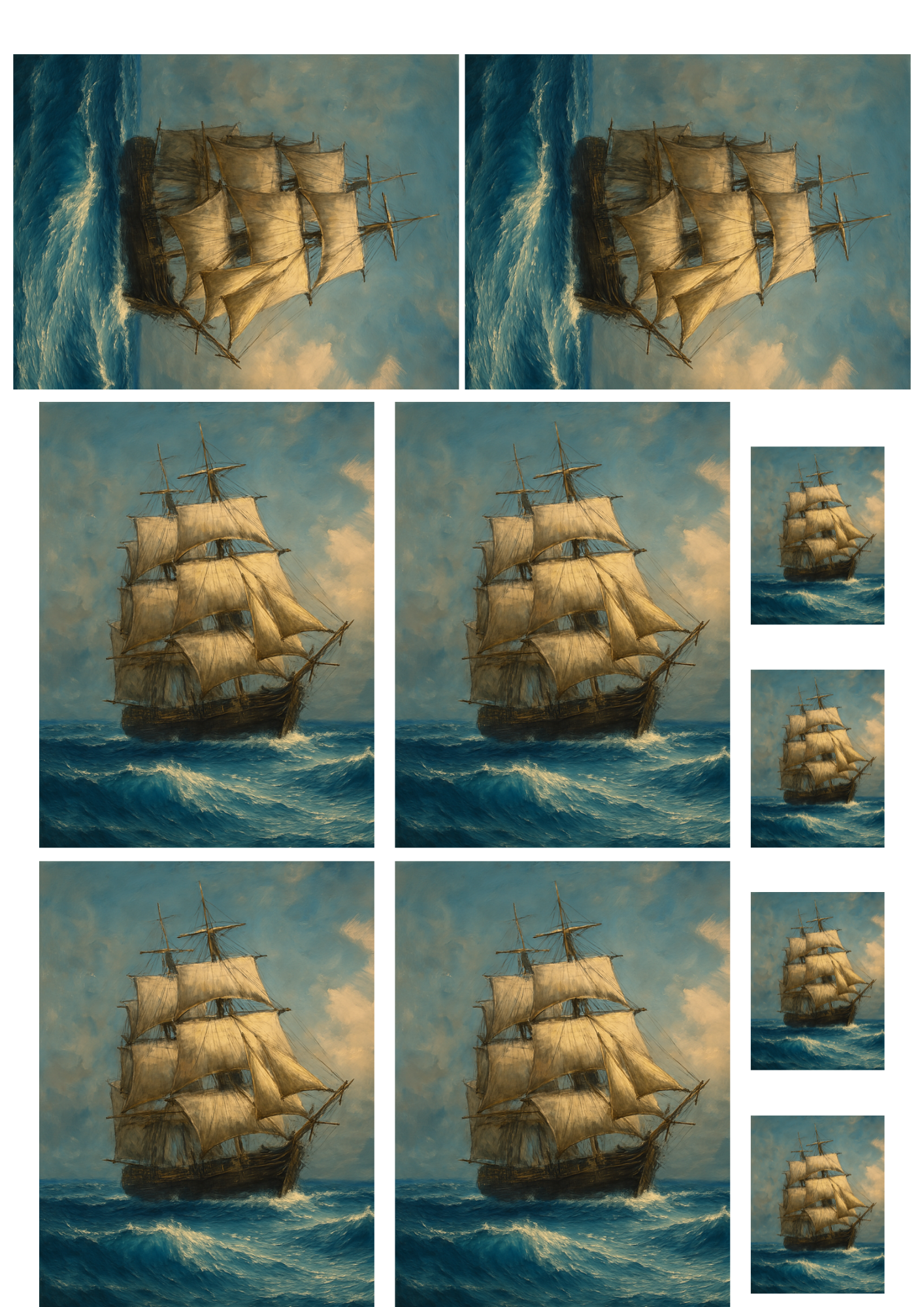 Sticker Sheet / Greeting Card – Medieval Sailing Ship Collage Cat. No. 4865