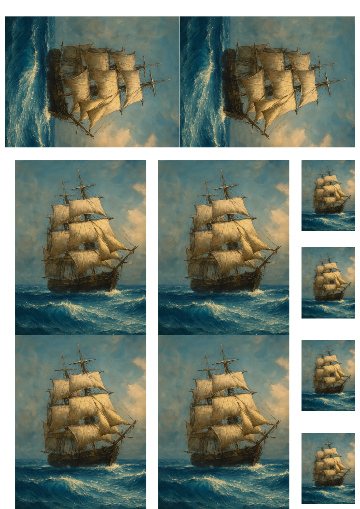 Sticker Sheet / Greeting Card – Medieval Sailing Ship Collage Cat. No. 4866