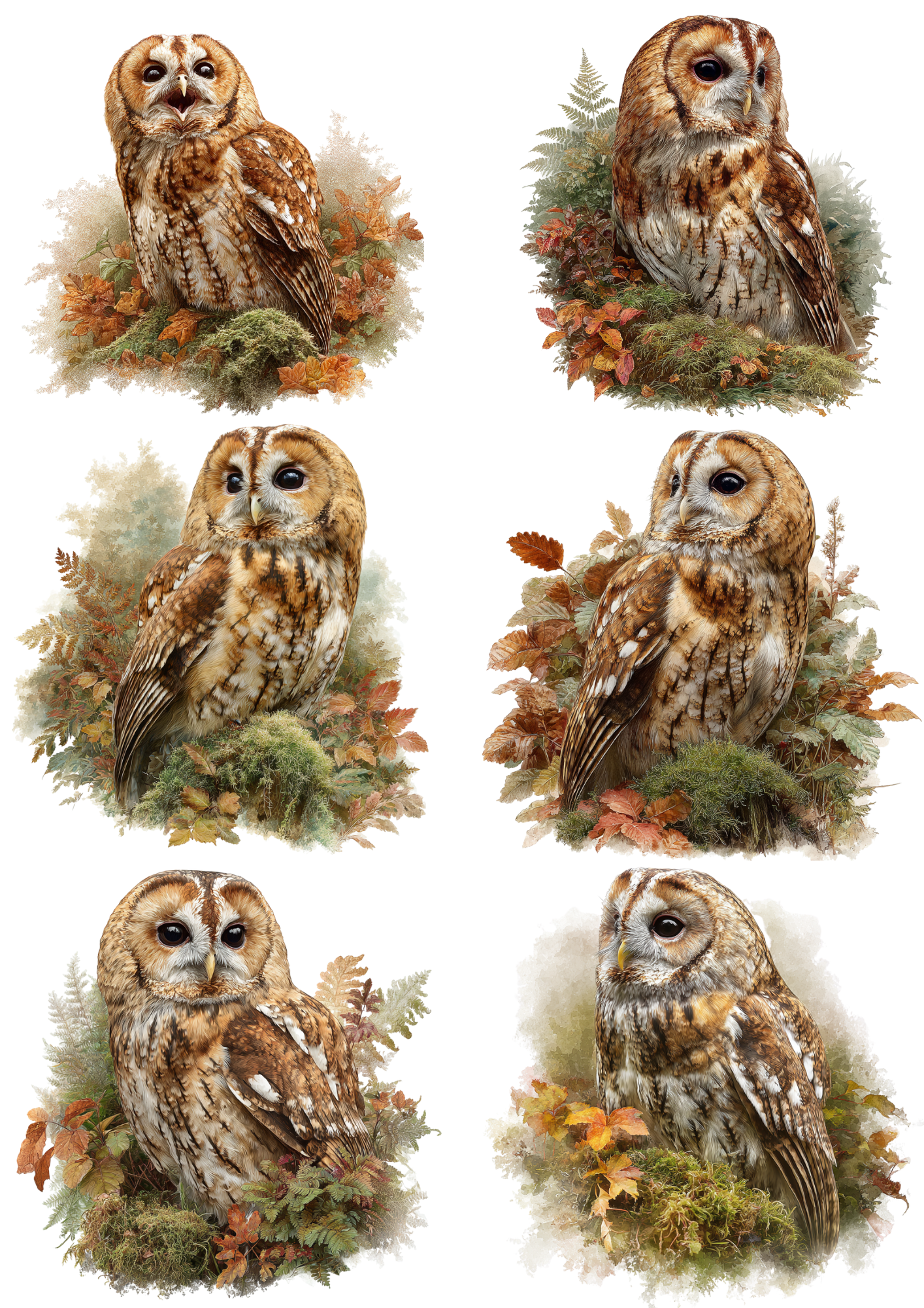 Sticker Sheet / Greeting Card – Tawny Owl Collage Cat. No. 4876