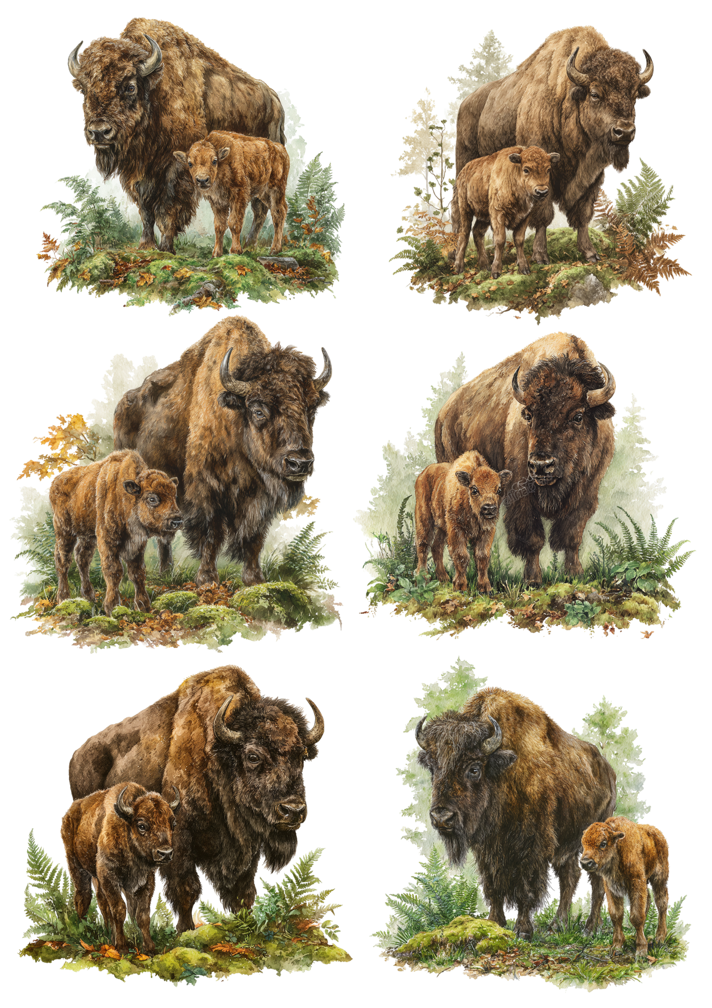 Sticker Sheet / Greeting Card – European Bison Collage Cat. No. 4879