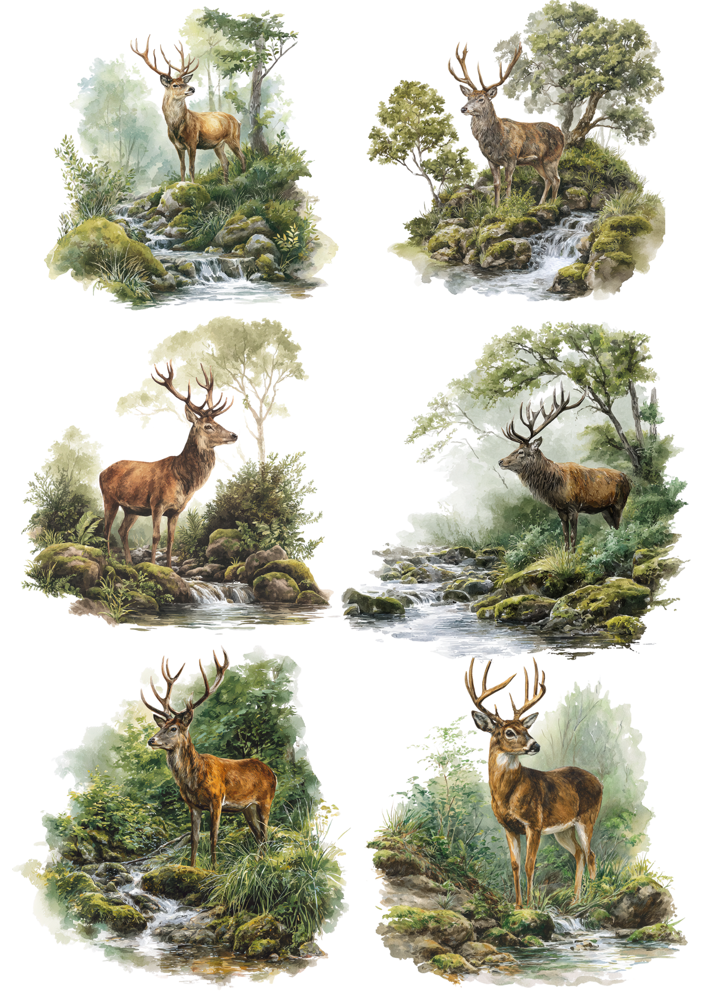 Sticker Sheet / Greeting Card – Deer Collage Cat. No. 4881