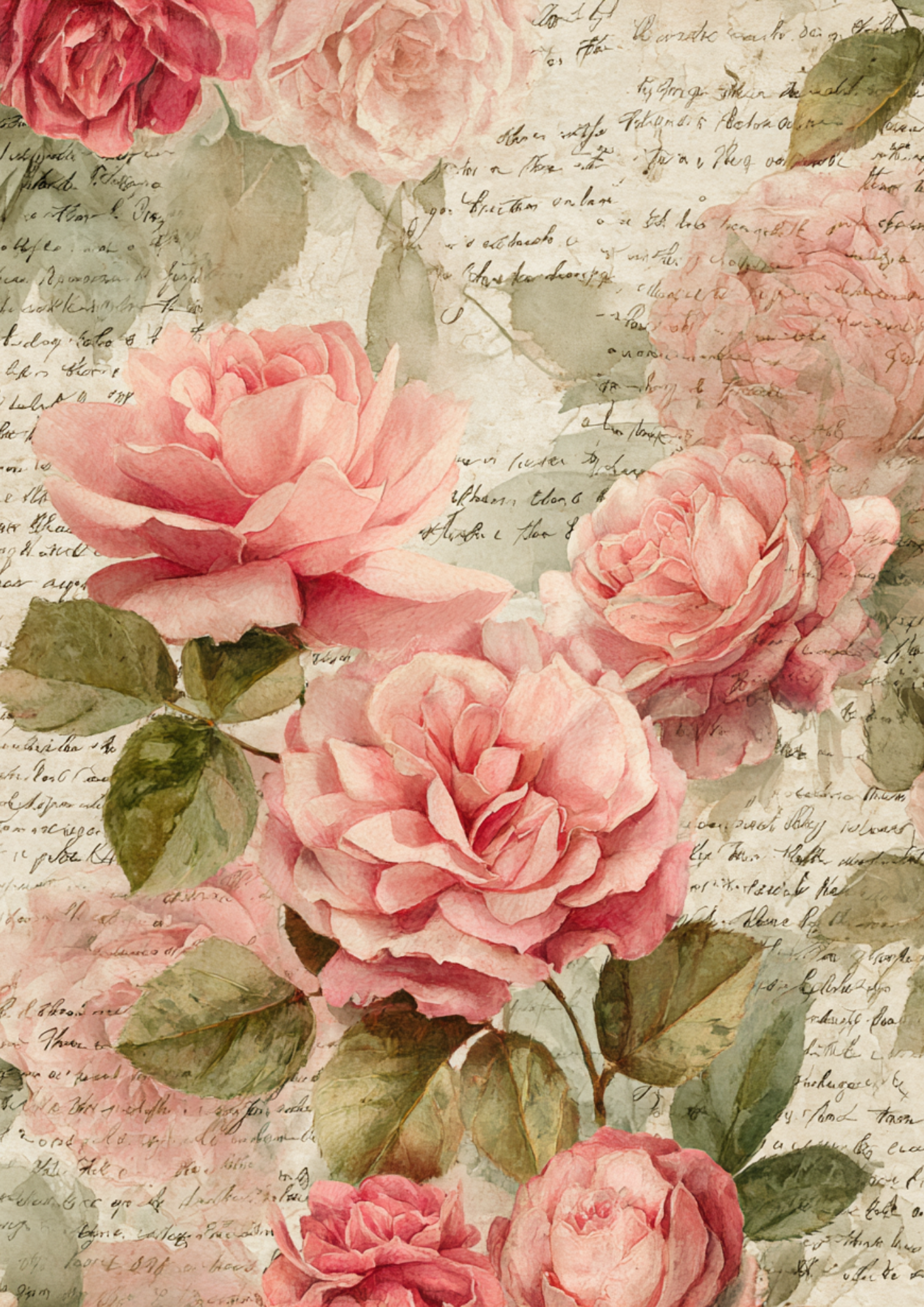 Sticker Sheet / Greeting Card – Vintage Roses Background Cat. No. 4885