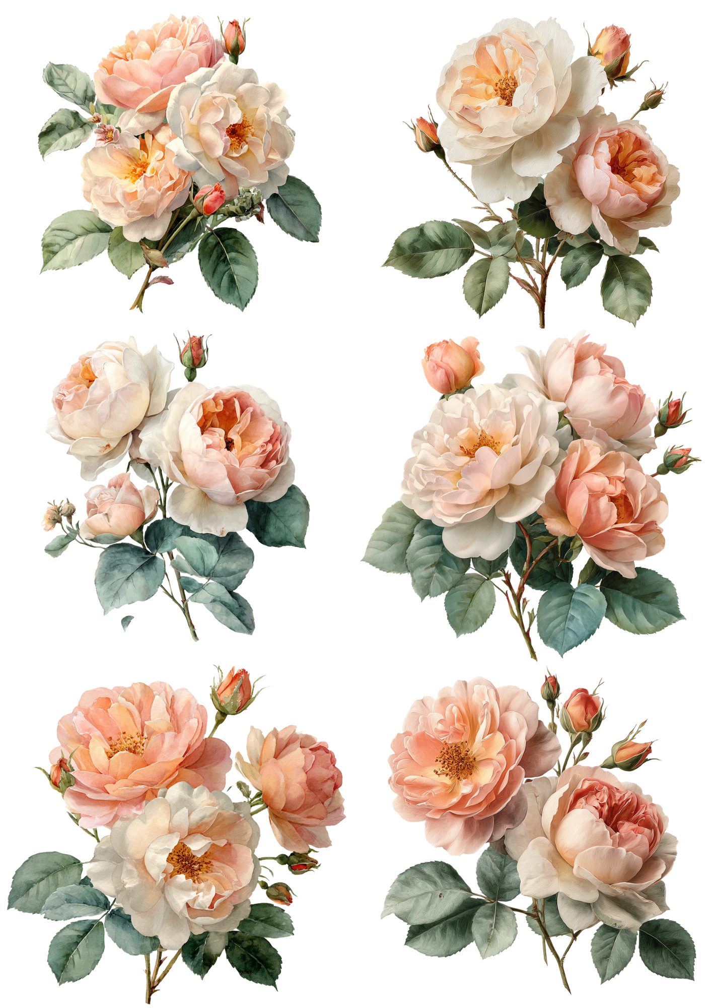 Sticker Sheet / Greeting Card – English Roses Collage Cat. No. 4887