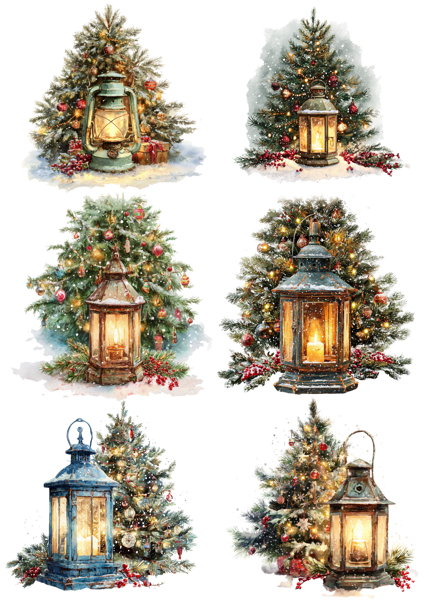Sticker Sheet / Greeting Card – Christmas Lanterns Collage Cat. No. 4894
