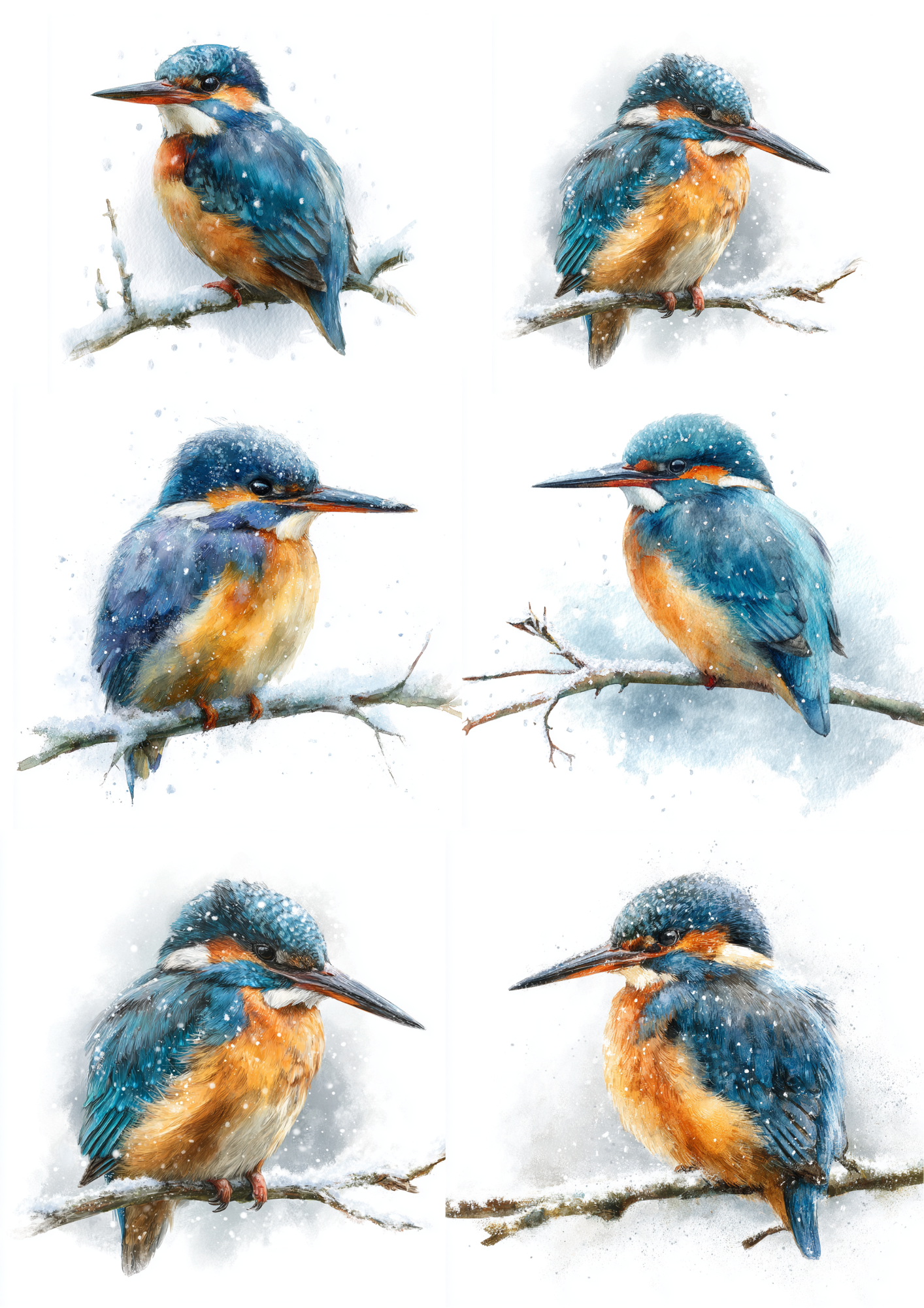 Sticker Sheet / Greeting Card – Kingfisher Collage Cat. No. 4898