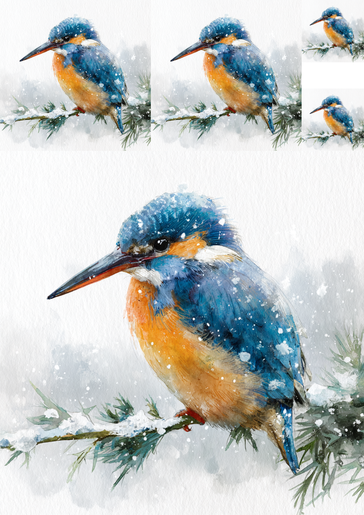 Sticker Sheet / Greeting Card – Kingfisher Collage Cat. No. 4899