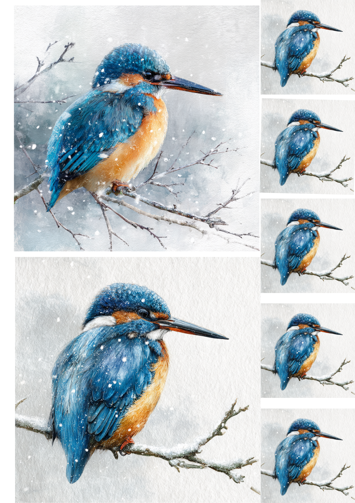 Sticker Sheet / Greeting Card – Kingfisher Collage Cat. No. 4900