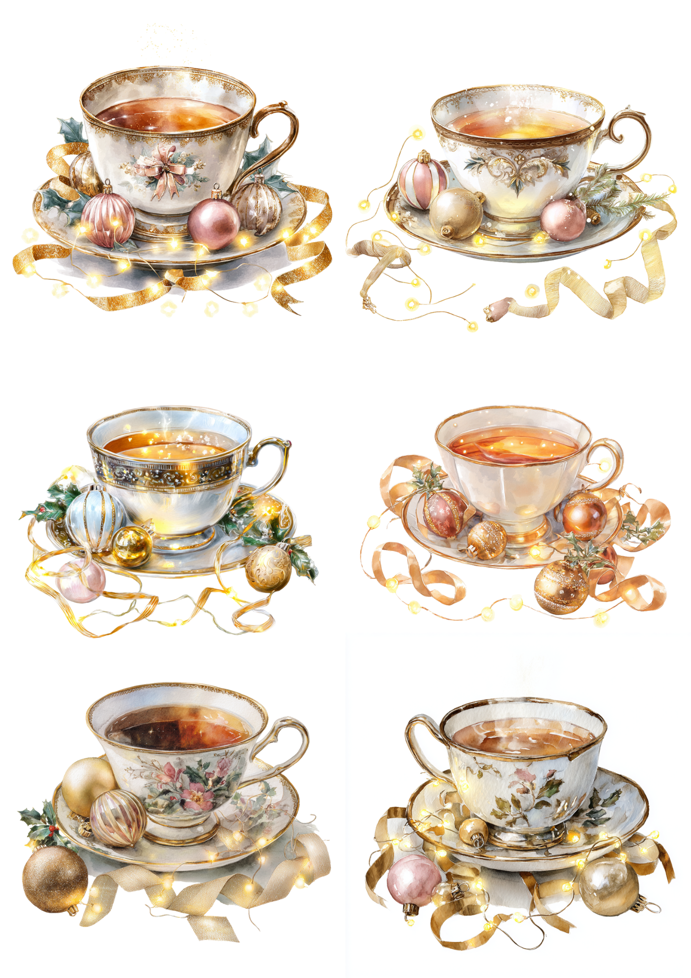 Sticker Sheet / Greeting Card – Cup of Tea Collage Cat. No. 4906