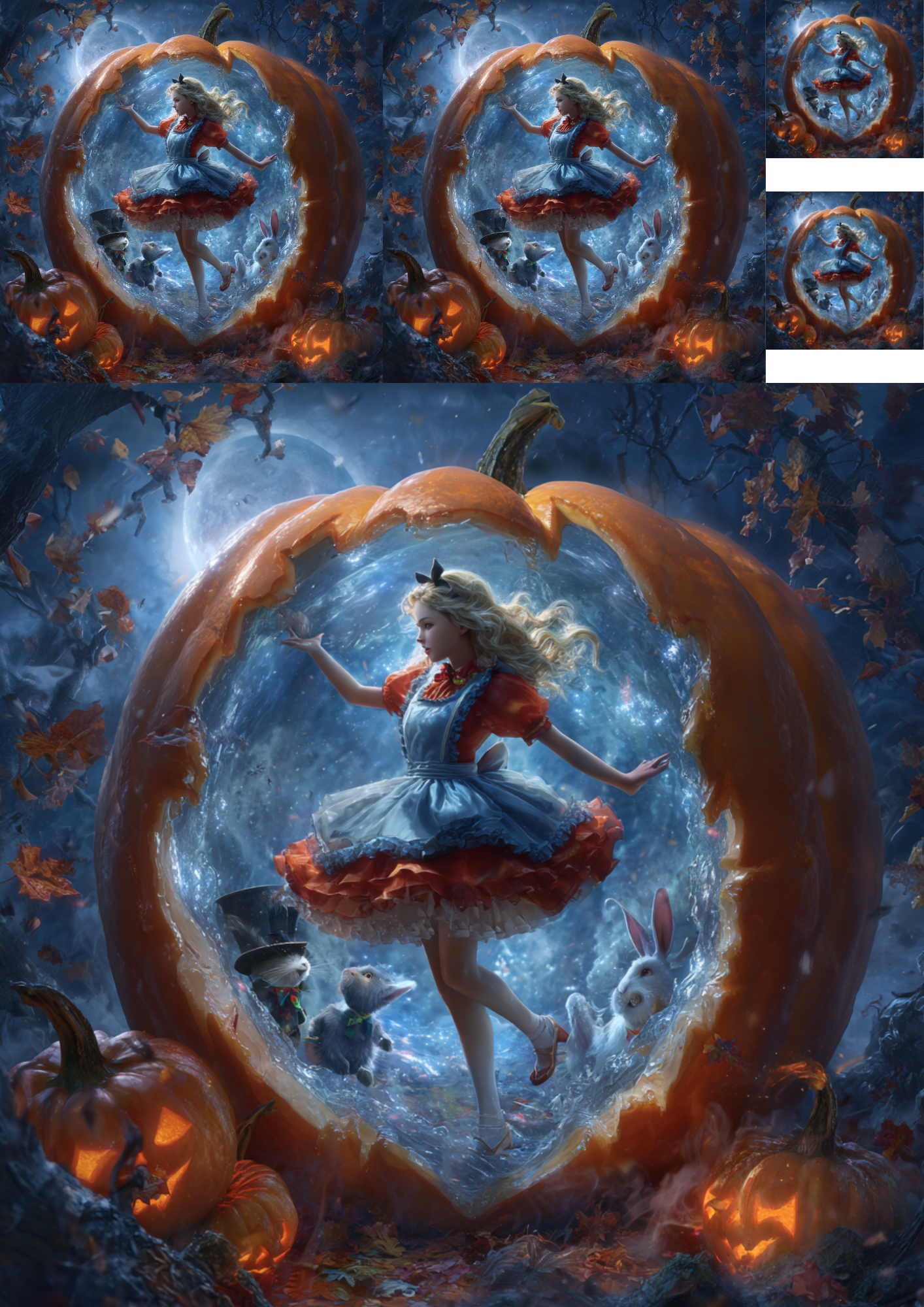 Sticker Sheet / Greeting Card – Fairytale Halloween Pumpkin Portal Collage Cat. No. 4922