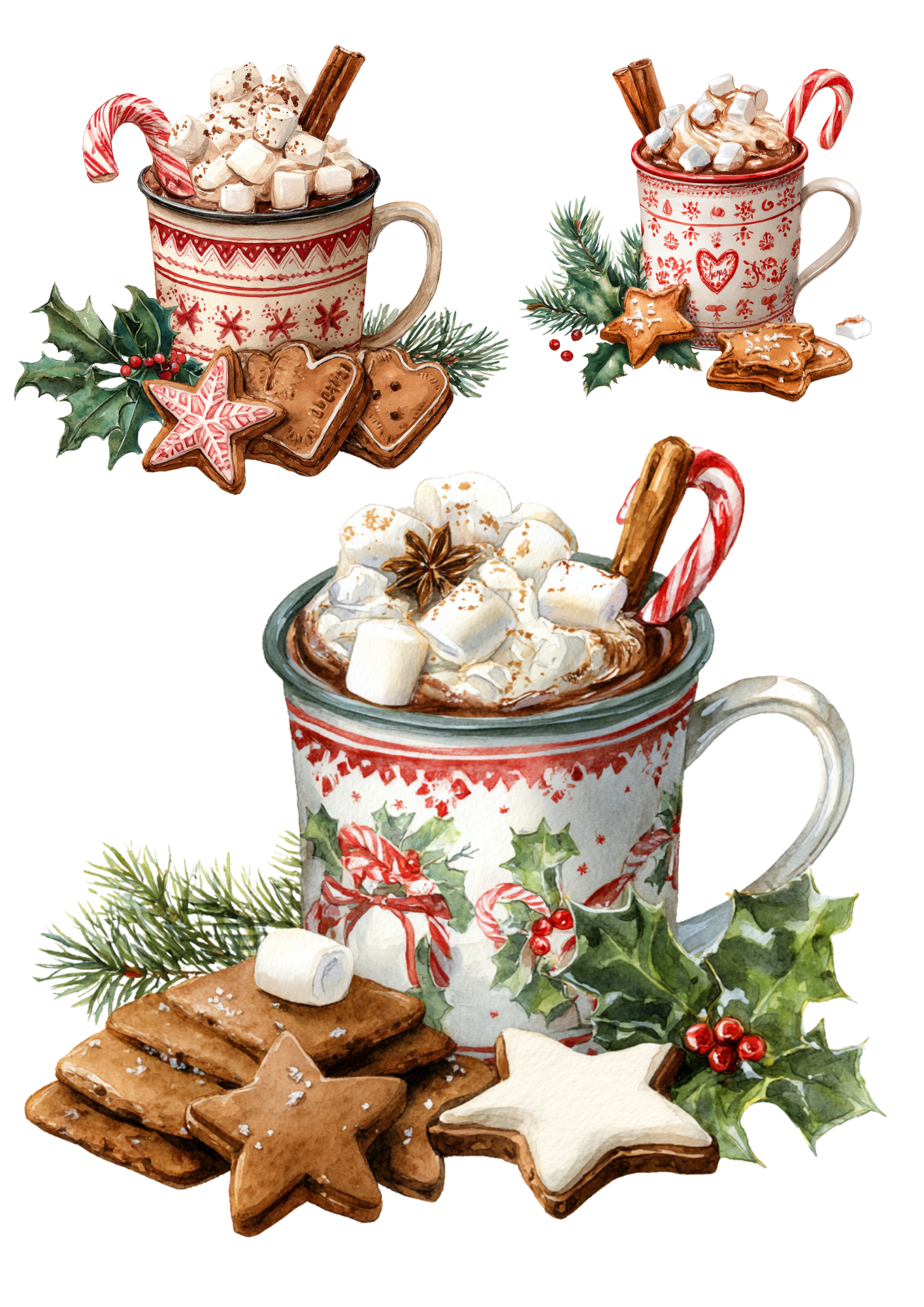 Sticker Sheet / Greeting Card – Christmas Coffee In A Christmas Cup Collage Cat. No. 4926