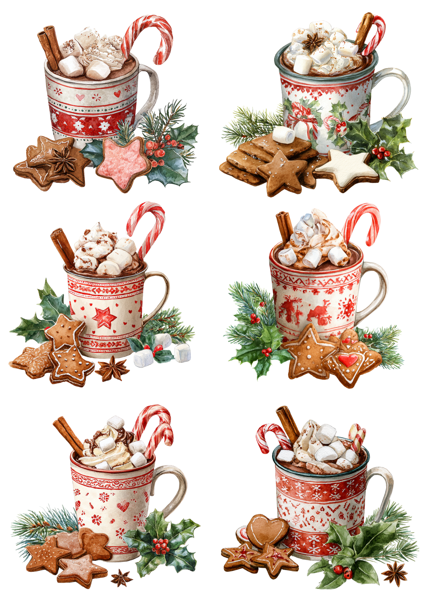 Sticker Sheet / Greeting Card – Christmas Coffee In A Christmas Cup Collage Cat. No. 4927