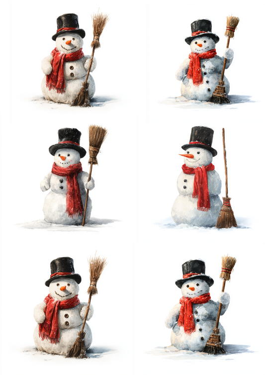 Sticker Sheet – Snowmen With Broom Collage Cat. No. 4930