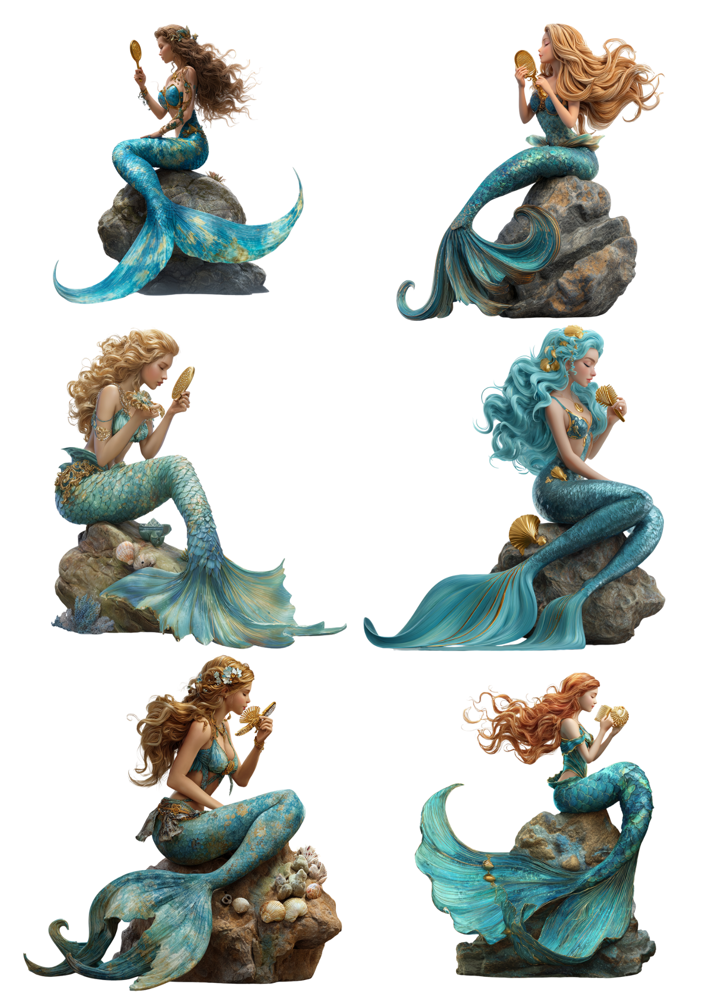 Sticker Sheet / Greeting Card – Mermaid on Stone Collage Cat. No. 4932