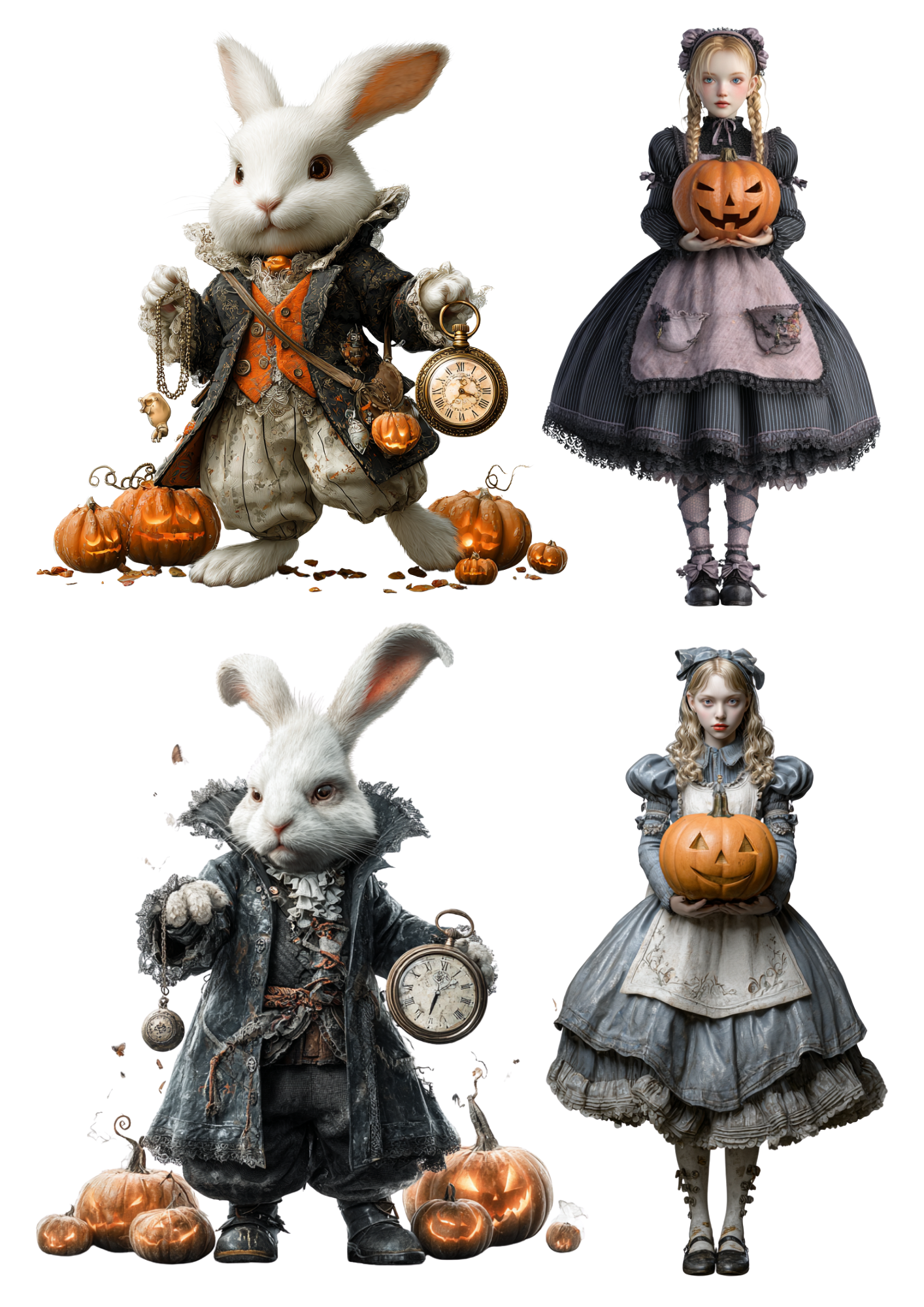 Sticker Sheet – Alice in Wonderland Various Characters Halloween Edition Collage Cat. No. 4941